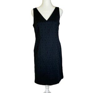 Ann Taylor Loft 100% Cotton Black Eyelet V-Neck Shift Dress Sleeveless – Size 6P
